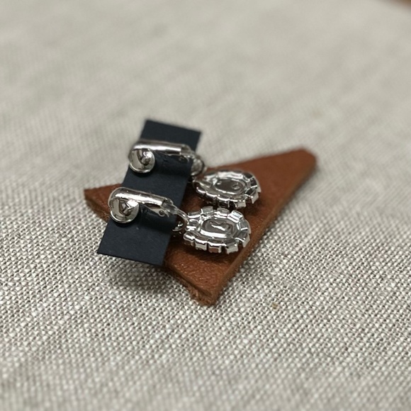 Vintage CZ & Glass Dangle Clip on Earrings - Picture 2 of 3